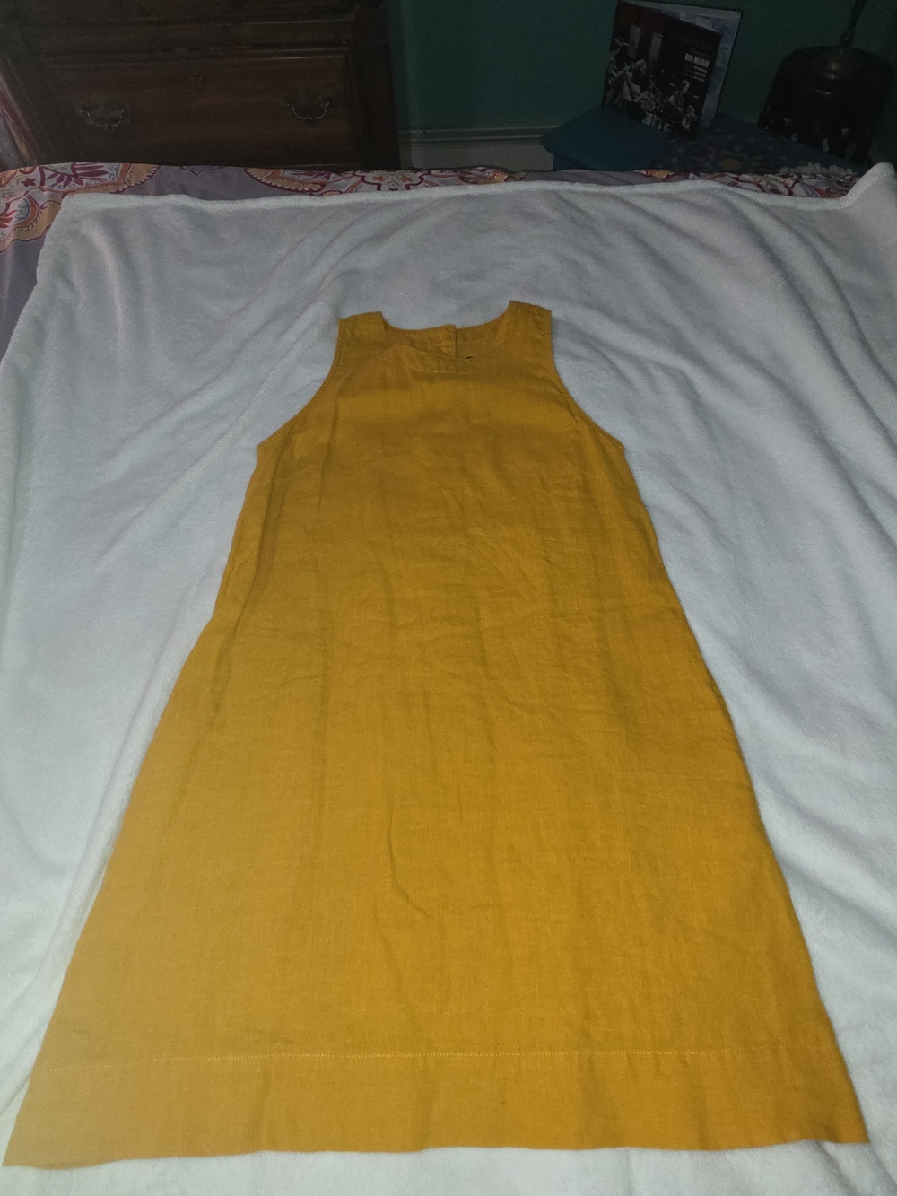 J. Crew Sleeveless A-Line Linen Dress in Mustard